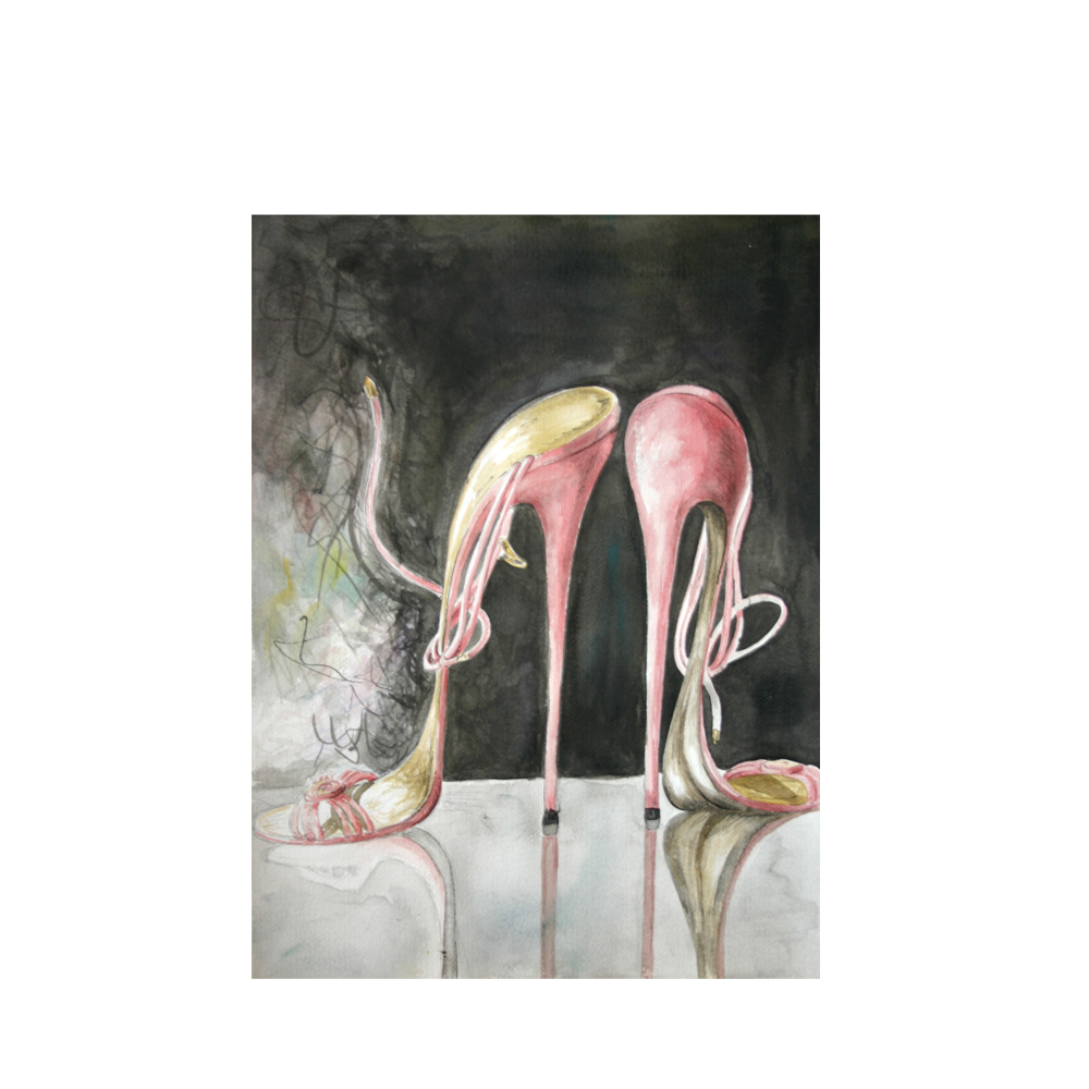 Schuhe, abstrakt, Aquarell, 210x420mm